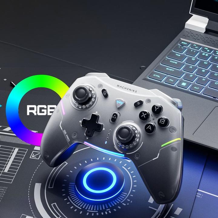 Produktbild Machenike G5Pro Max Kabelloser Gamecontroller mit Ladestation – Grau (Android, iOS, PC, Switch, Switch 2, Windows)