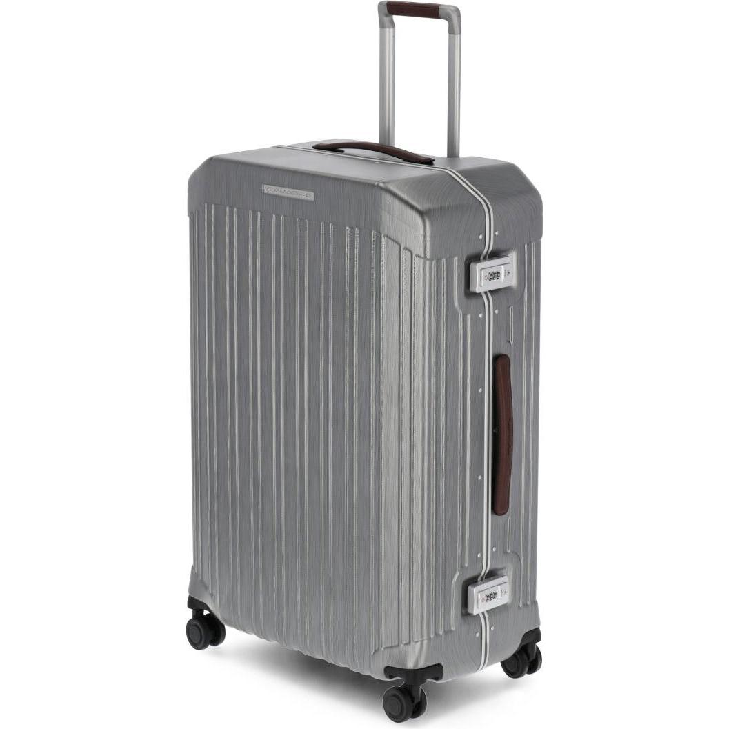 Piquadro, Valigia, PQ-Light - Trolley ultra sottile a guscio rigido nero/pelle, Nero, (89 l)