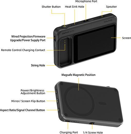 Actual product image 7Ryms Qshot V2 PRO Wireless Phone Monitor Screen White