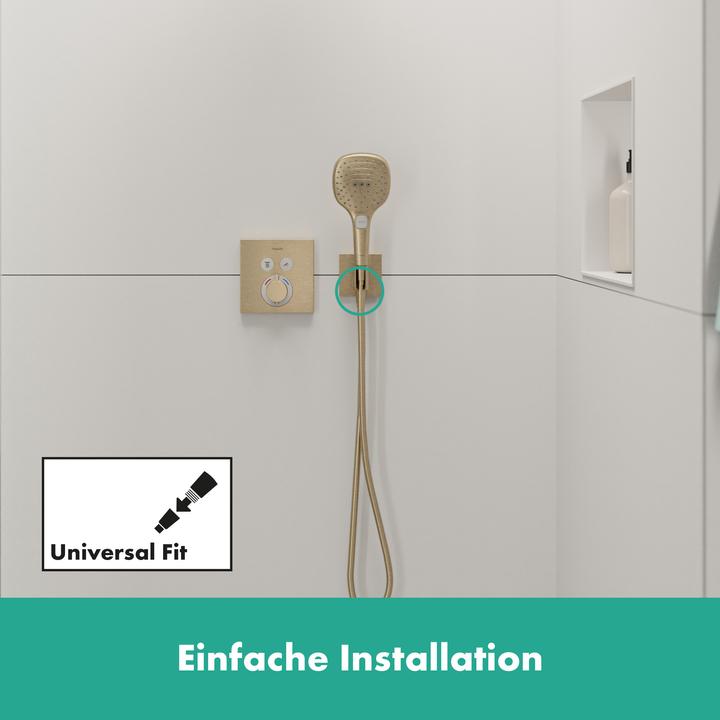 Actual product image hansgrohe HG wall connection FixFit E with shower holder brushed bronze