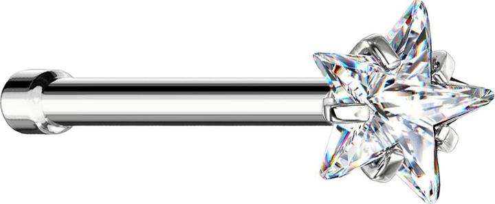 Image du produit Star Piercing Nasenstecker gerade silber Kristallstern silber gefasst (sans laiton, Acier chirurgical 316L)