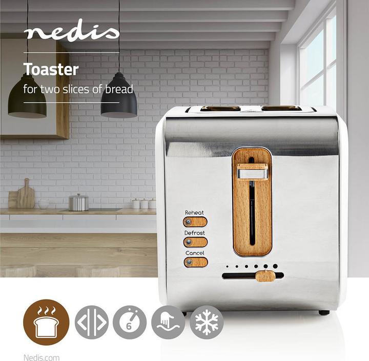 Actual product image Nedis Toaster - Soft touch - 6 different settings - Defrost and reheat function - Crumb tray