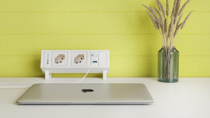 Image du produit IB Connect Prise SUPRA blanche 2x type 13 1x USB-C 60W (3 x, Type 13, USB-C)