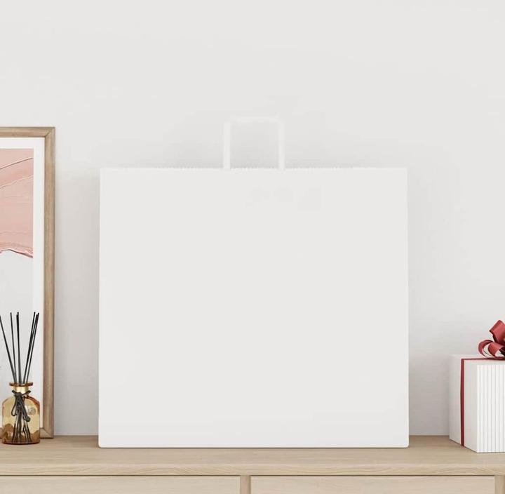 Produktbild VidaXL Kraftpapiertüten 250 Stk. mit Henkel Weiss 54x15x49 cm Papiertüte (Geschenktüte, 250 x)