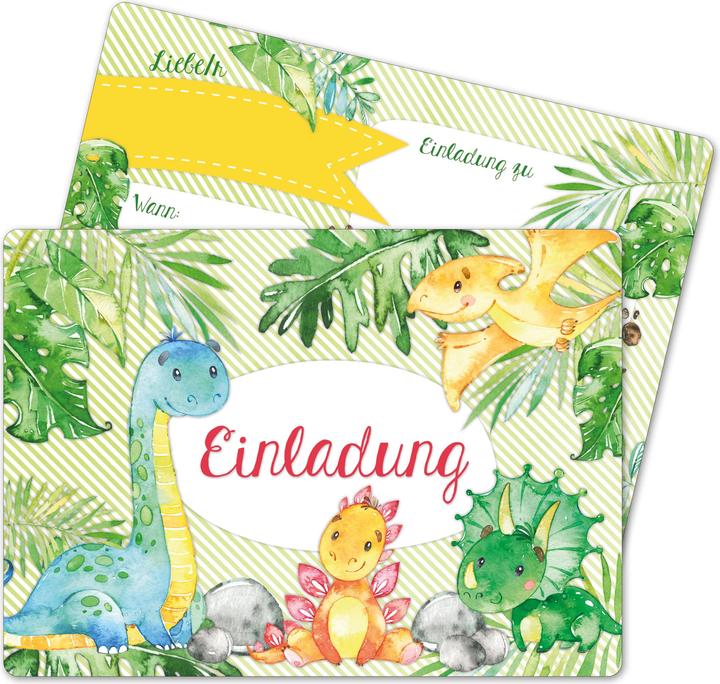 Image du produit Papierdrachen 12 Einladungskarten zum Geburtstag – Dinos (12 pcs)