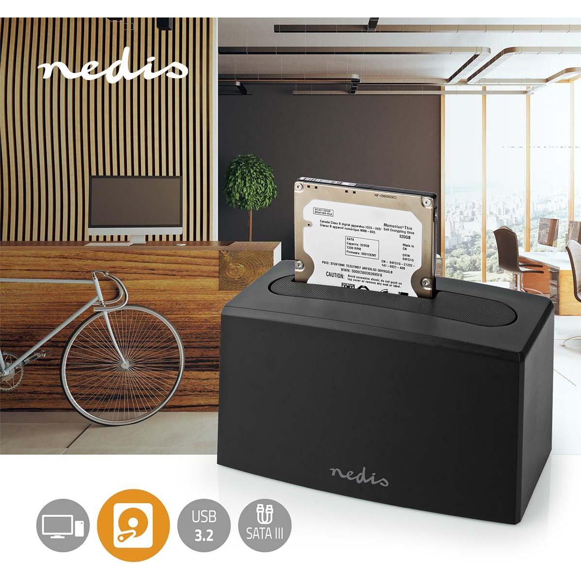 Nedis Festplatten-Dockingstation USB 3.2 Gen1 USB Type-A 1 Festplatte 2.5 / 3.5 " USB 3.2, SSD + Festplatte Zubehör