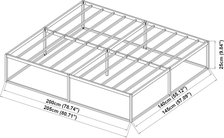 Produktbild En.Casa Metallbett Trerunta mit Matratze 140 x 200 cm Stahl Schwarz (140 x 200 cm)