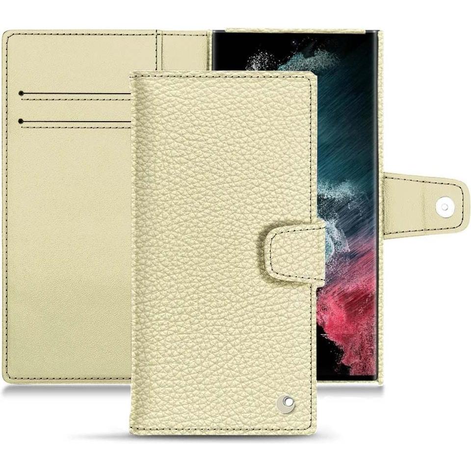 Noreve Lederschutzhülle Wallet (Samsung Galaxy S22 Ultra), Smartphone Hülle, Weiss