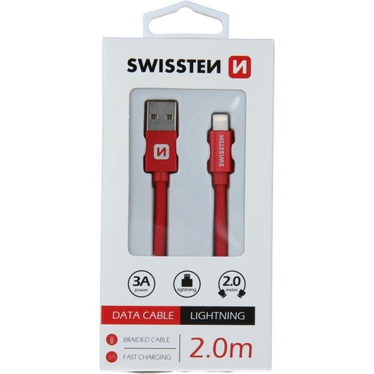 Thumbnail - Swissten Datenkabel Textil USB / Lightning 2.0 M (2 m, USB 3.2 Gen 1), USB Kabel