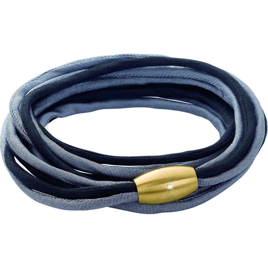 Xen, Armschmuck, Seidenarmband grau/schwarz mit Brillant Magnetverschluss Längen zur Wahl, (53 cm, Seide und Edelstahl)
