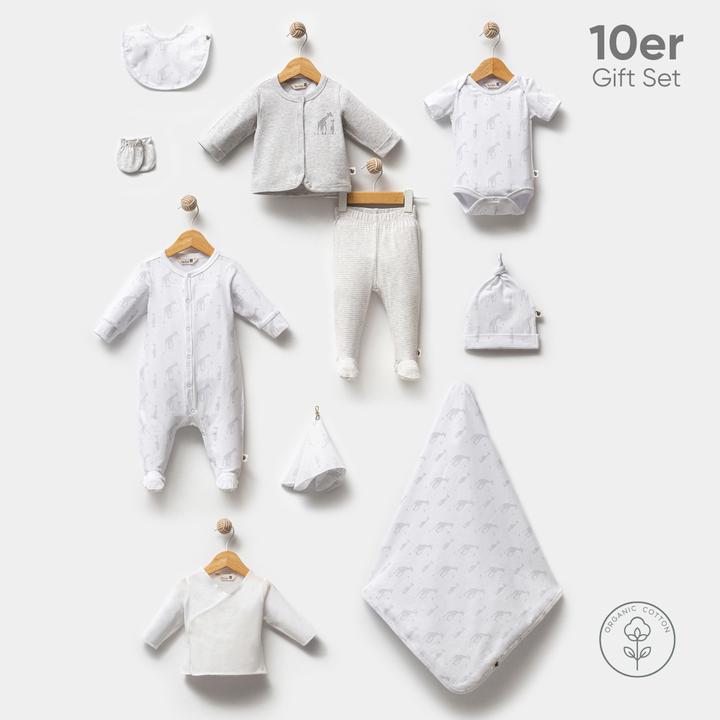 Image du produit TotsTale Coffret cadeau 10 pièces en coton biologique Premium - Essentiels pour nouveau-nés (50, 56, 62, 68)