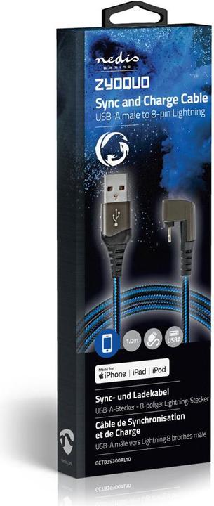 Produktbild Nedis USB-Kabel - Apple Lightning 8-Pin - USB-A Stecker - Vernickelt - 1.00 m - rund - Geflochten/Ny (1 m, USB 2.0, 12 W)