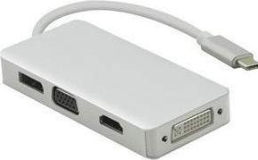 Helos Docking station, USB 3.1 Type-C™ St./DP/HDMI/DVI/VGA Bu, PREMIUM 4K, silver USB Type-C™ Dockingstati (USB-C)
