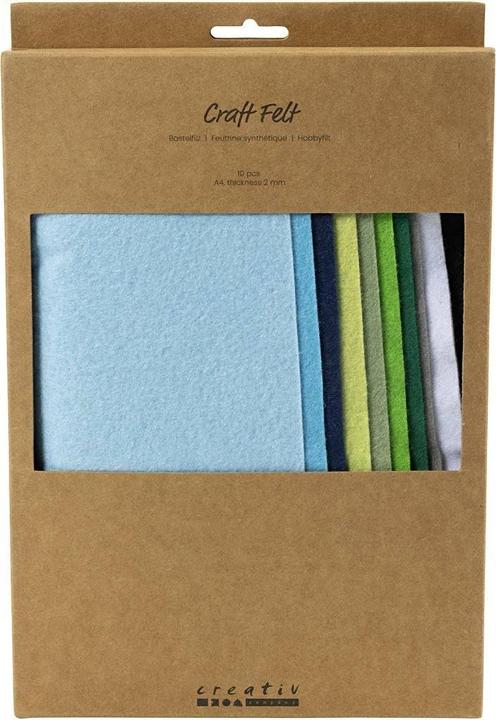 Immagine prodotto Creativ Company Bastelfilz 10 Stück, Sortiert, Blau-Grün, Detailfarbe