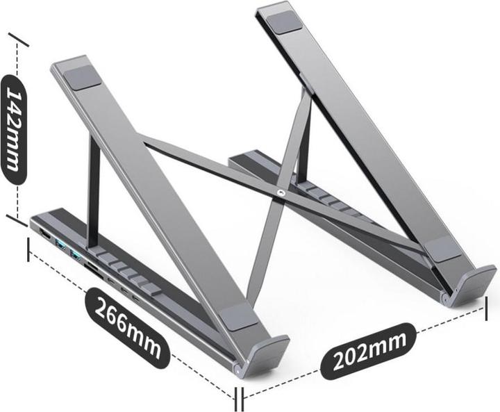 Produktbild Choetech 7in1 Laptop Stand Docking Station HUB-M48 (black) (USB-C, 7 Ports)
