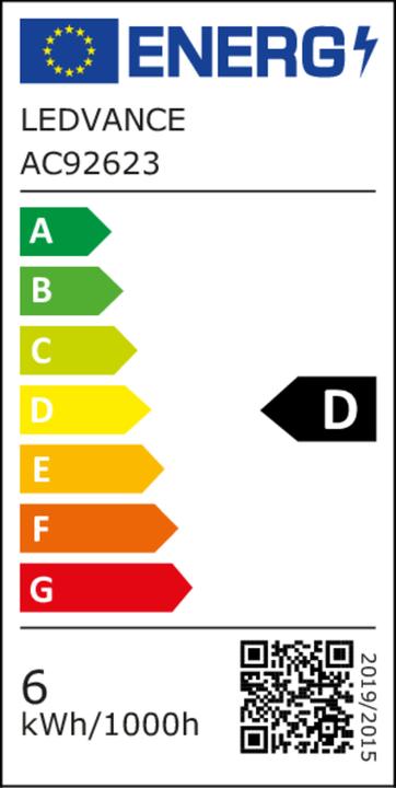 Label énergétique Osram LED Leuchtmittel LED Retrofit CLASSIC A 5.9W 827 Clear E27 Warm weiss 4099854468773 (E27, 806 lm, 6x)
