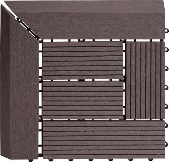 Image du produit Swisshandel24 WPC Carrelage d'angle Rhône + finition, Terrasse aspect bois, 30x30cm Premium Angle, Gris décalé (1 x, 30 x 30 cm)