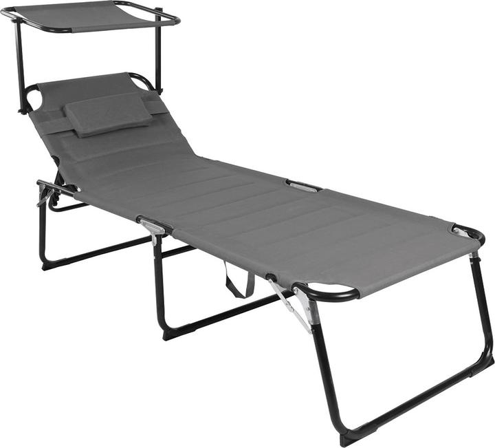 Mojawo XXL Aluminium verstellbare Gartenliege mit Dach L200xB70cm (200 cm)