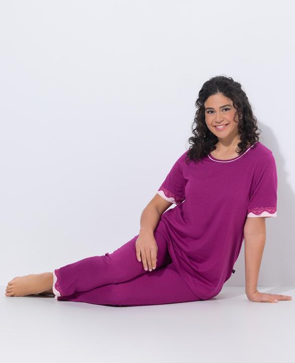 Produktbild Ulla Popken Pyjama, Spitzenkanten, Rundhals, Halbarm (42, 44)