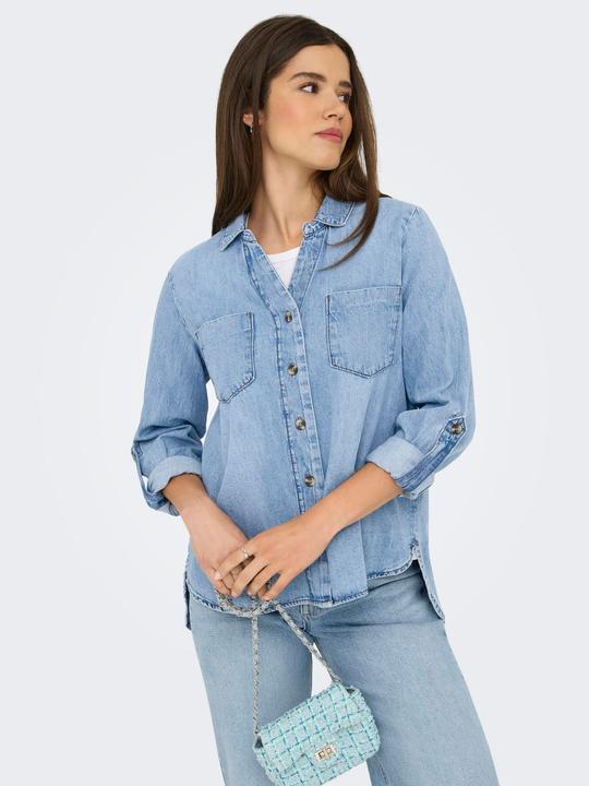 Immagine prodotto Only Normal geschnitten Hemdkragen Umgeschlagene Ärmelbündchen Jeanshemd Jeanshemd (M)