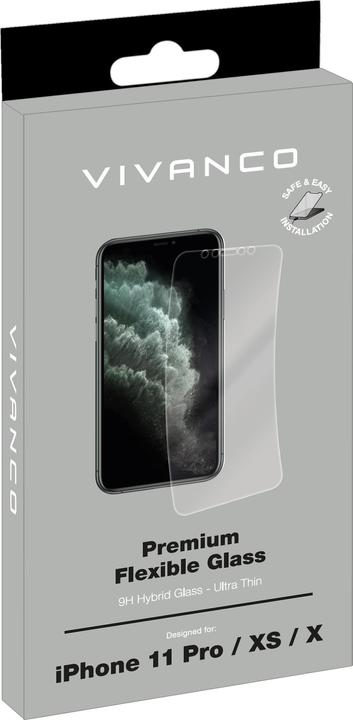 Immagine prodotto Vivanco Vetro di protezione dello schermo 2D per iPhone 11 Pro, X, Xs (1 Pezzo/i, Apple iPhone XS, Apple iPhone 11 Pro)