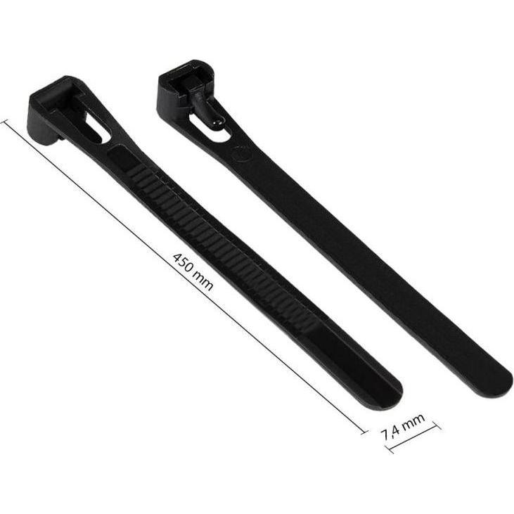 Varia, Kabelbinder, SO-37898 - Wiederverwendbarer Kabelbinder 450 x 7,4 mm, schwarz, -40°C bis +80°C, 100 Stück (Kunstst...
