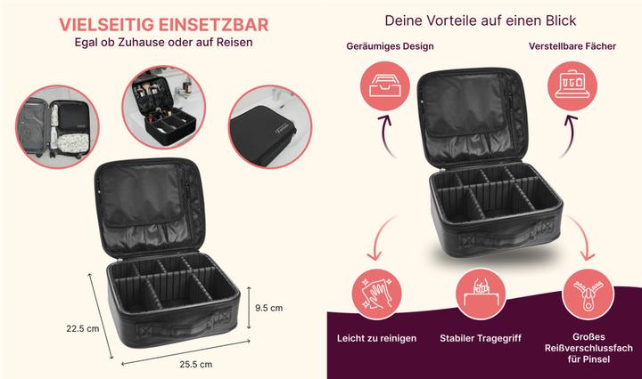Produktbild Beauty Tool Case schwarz 22,5 x 25,5 x 9,5 cm, mit Organizer-Einteilungen