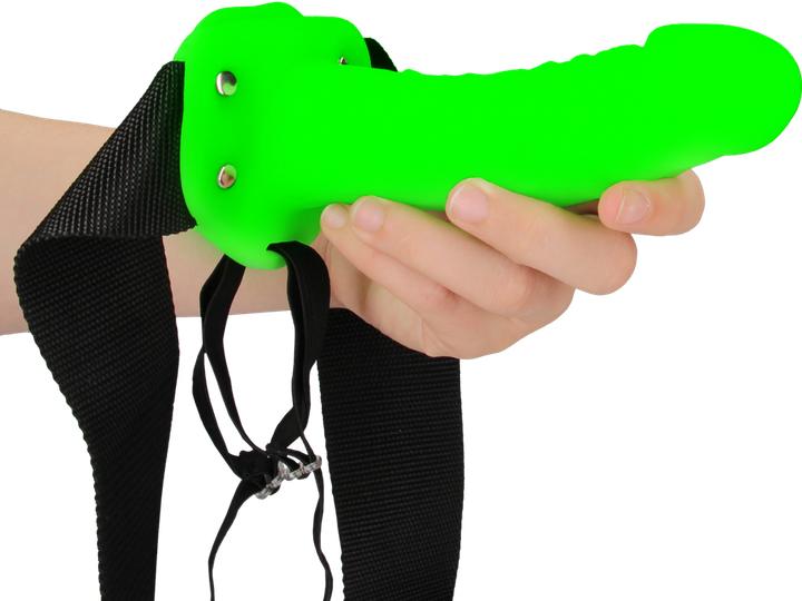 Actual product image Ouch! Realistic 7" Strap-on Harness - Glow in the Dark