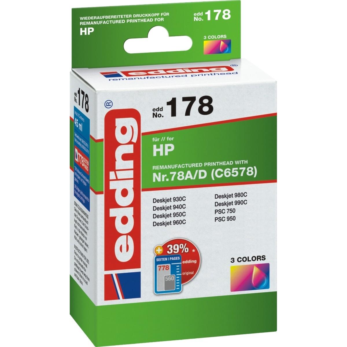 Edding, Druckerpatrone, TINTE ERSETZT HP NR.78 (M, Y, C)