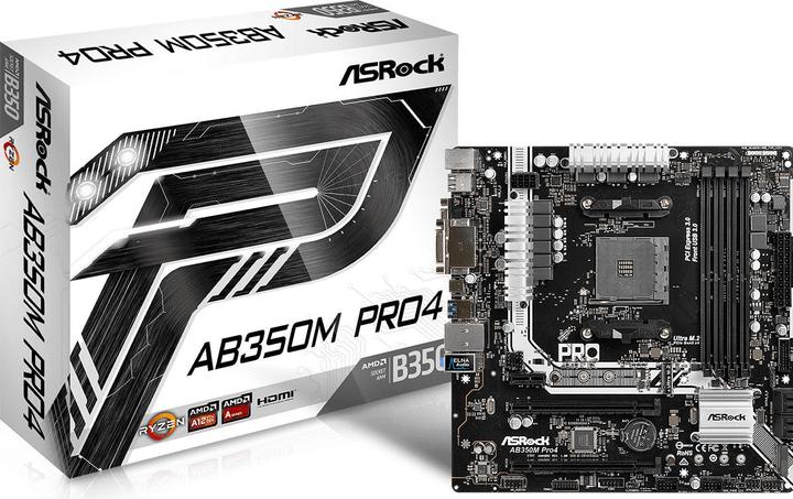 Actual product image AsRock AB350M Pro4 (AM4, AMD B350, mATX)
