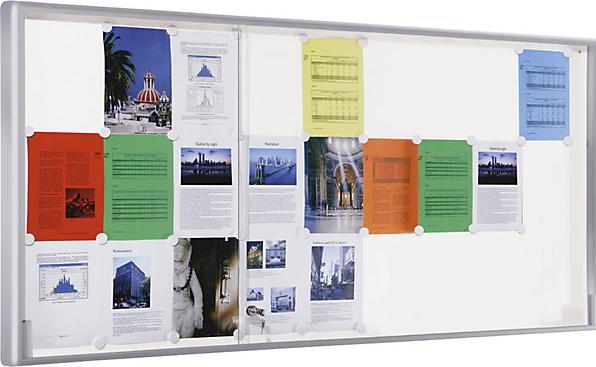 Produktbild eurokraft pro Schaukasten, Alu-Rahmen, Schiebetüren (Magnettafel, Pinnwand, 197 x 97 cm)