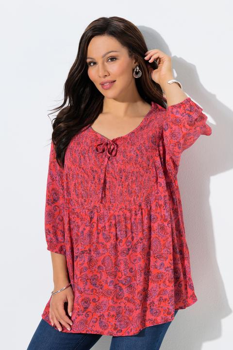 Actual product image Ulla Popken Smocked Paisley Blouse (60)