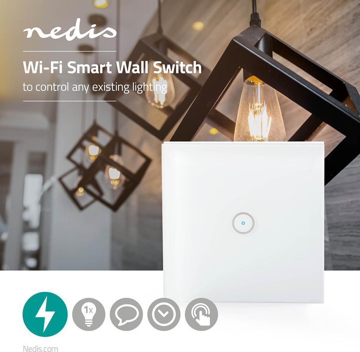 Image du produit Nedis Interrupteur d'éclairage intelligent WLAN (WIFIWS10WT) - Simple