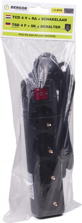 Produktbild Benson Electric Steckdosenleiste 4-fach + Erde + Schalter 1,5 m sc (4 x)