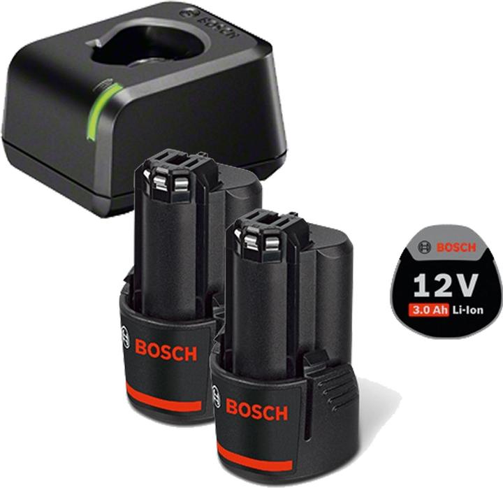 Bosch Professional Zubehör Akku-Starter-Set GBA 12 Volt / 2x 3,0 Ah + Schnellladegerät GAL 12V (12 V)
