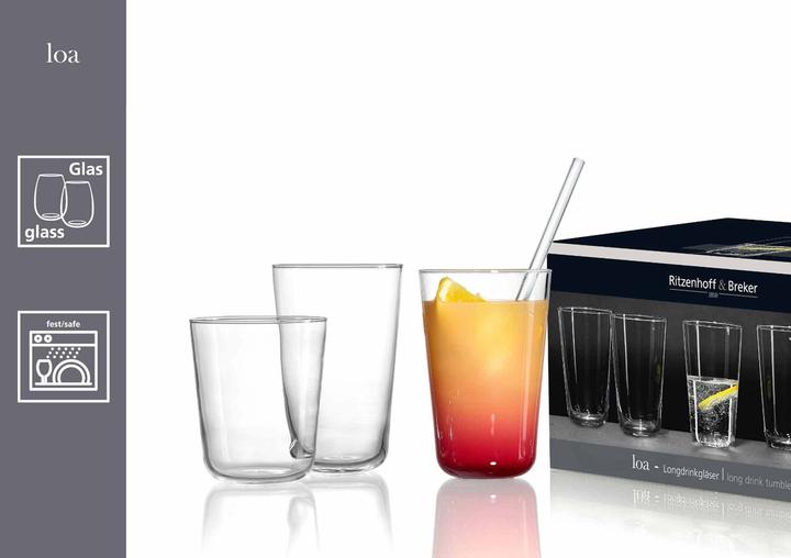 Produktbild Ritzenhoff & Breker Longdrinkglas LOA, 400 ml aus Kalk-Soda, spülmaschinenfest, Höhe: 130 mm (0.40 l, 6x)