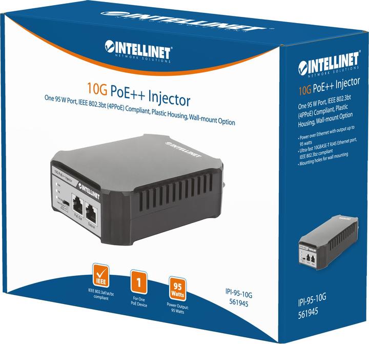 Actual product image Intellinet 10G PoE++ Injector (802.3bt (PoE++), 95 W)