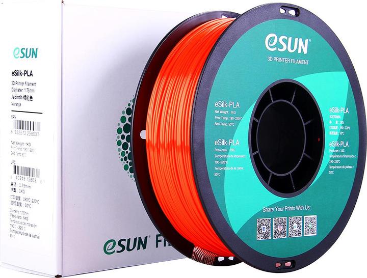 Image du produit eSUN eSilk-PLA 1,75mm Jacinth 1kg Filament 3D (PLA, 1.75 mm, 1000 g, Orange)