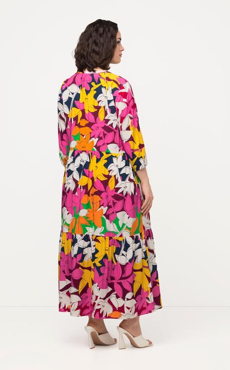 Produktbild Ulla Popken Kleid, Blüten, A-Linie, Tunika-Ausschnitt, 3/4-Arm (50, 52)