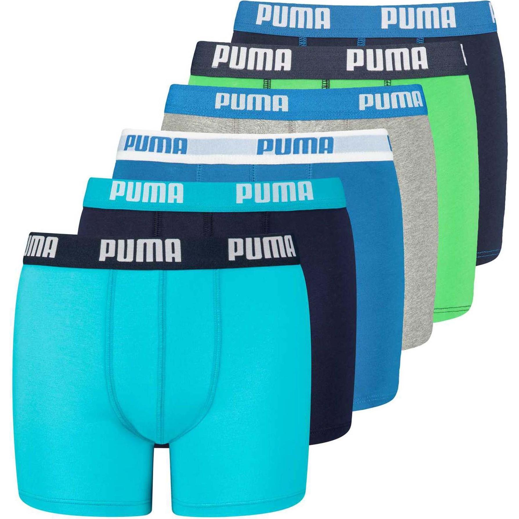 Puma, Jungen, Unterhosen, Boys Boxer, Blau, Grün, Türkis, (146, 152, 6er Pack)