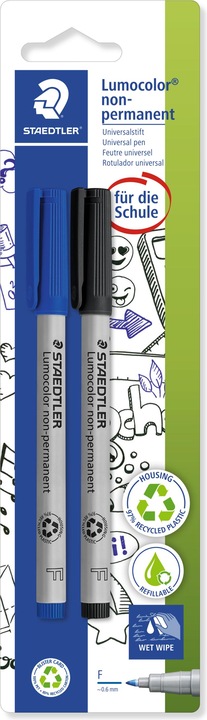 Magni Folienstifte Lumocolor F non-permanent blau/schwar (Multi, 0.60 mm, 2 x)
