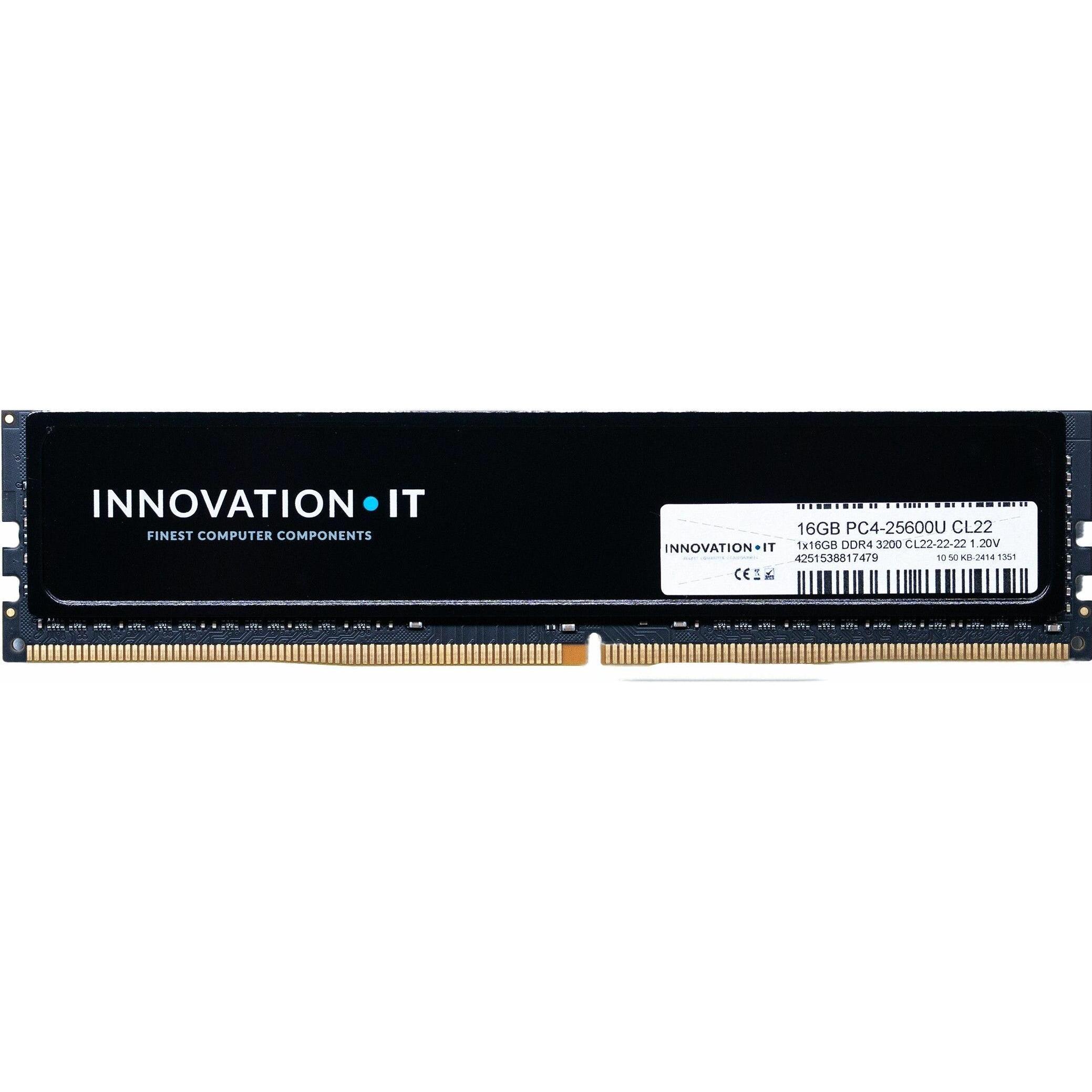 Thumbnail - Innovation IT 3200 16GB CL22 1.2V with Heatspreader (CL22-22-22) (1600 MHz, DDR4-RAM, DIMM), RAM