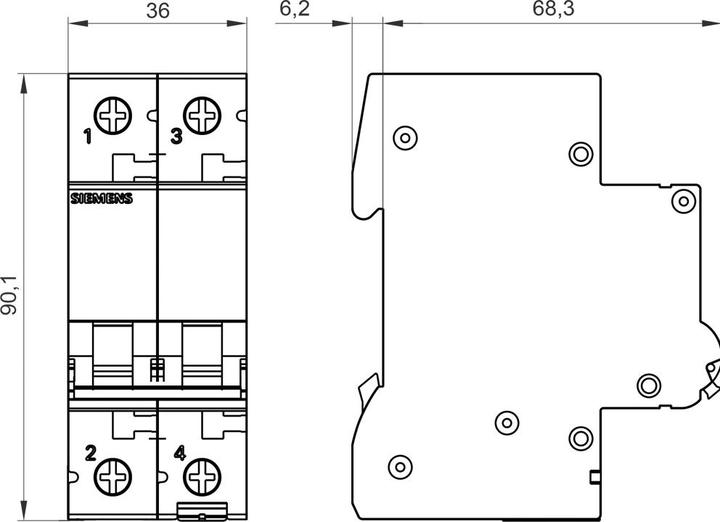 Immagine prodotto Siemens Interruttore UC B 3A 2p 400V 5SL4203-6