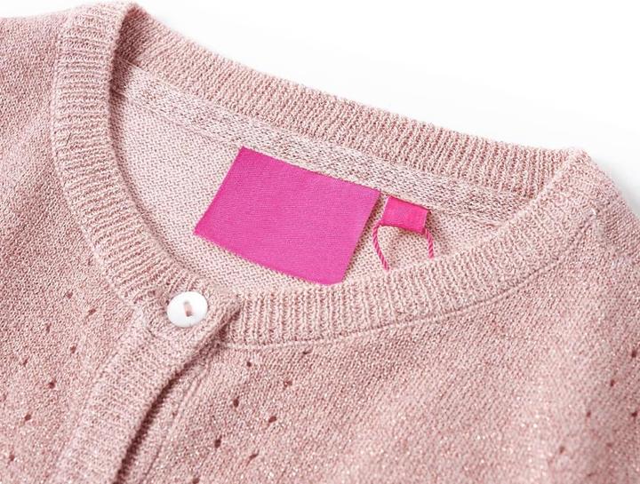 Actual product image vidaXL Children's cardigan pale pink 128,Material: 97 % cotton. 3 (128)