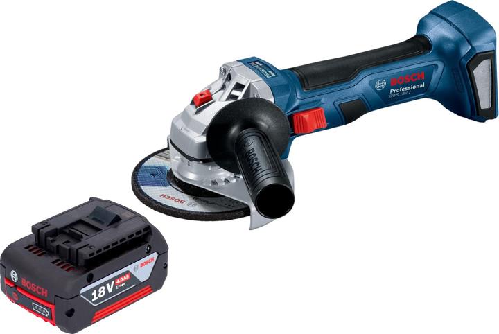 Bosch Professional GWS 18V-7 Professional Akku Winkelschleifer 18 V 115 mm Brushless + 1x Akku 4,0 Ah - ohne (115 mm)
