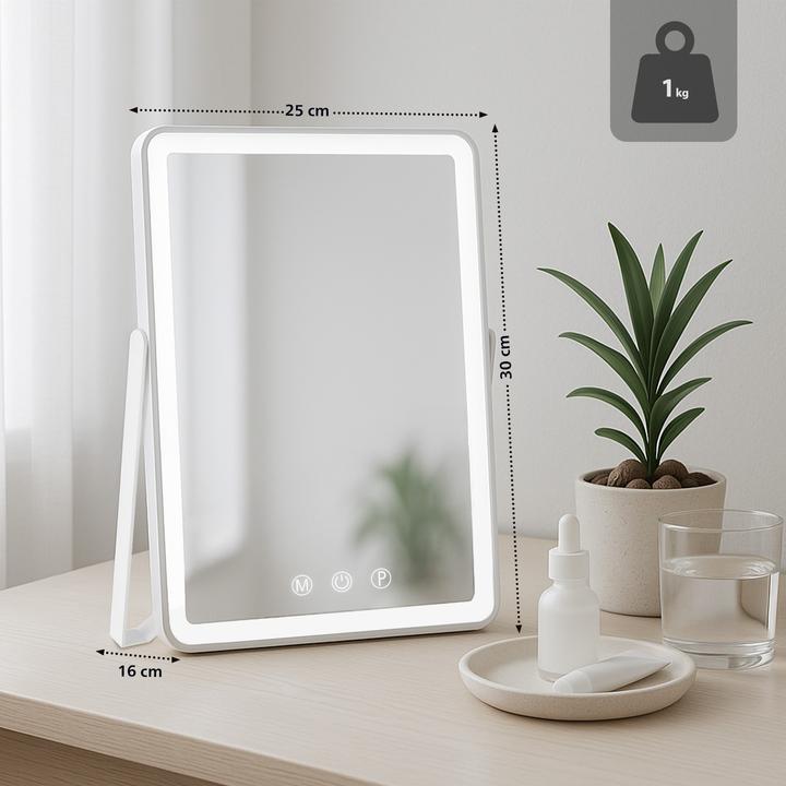 Produktbild CLP Schminkspiegel Caistor LED 3 Lichtfarben USB-C Standspiegel transportabel (25 x 30 cm)