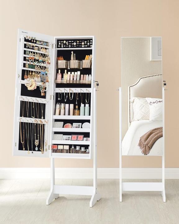 Actual product image Songmics Schmuckschrank Spiegelschrank Stehend Make-up Organizer Weiss