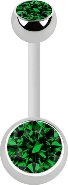 Immagine prodotto Star Piercing Banana bianca con due sfere d'argento verde cristallo (senza ottone, Acciaio chirurgico 316L, Materiale sintetico)