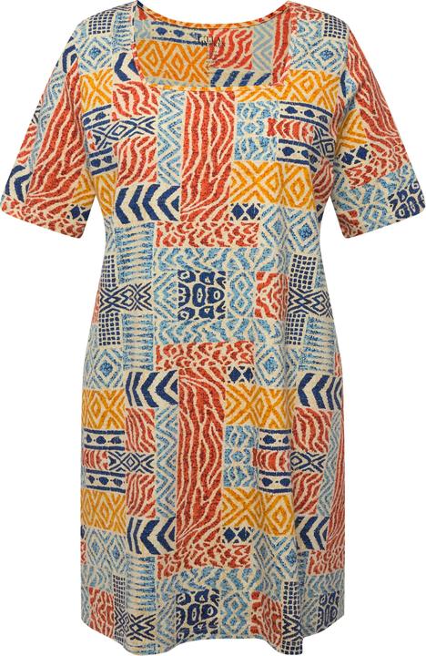 Actual product image Ulla Popken Graphic Square Neck Short Sleeve A-line Knit Tunic (68)