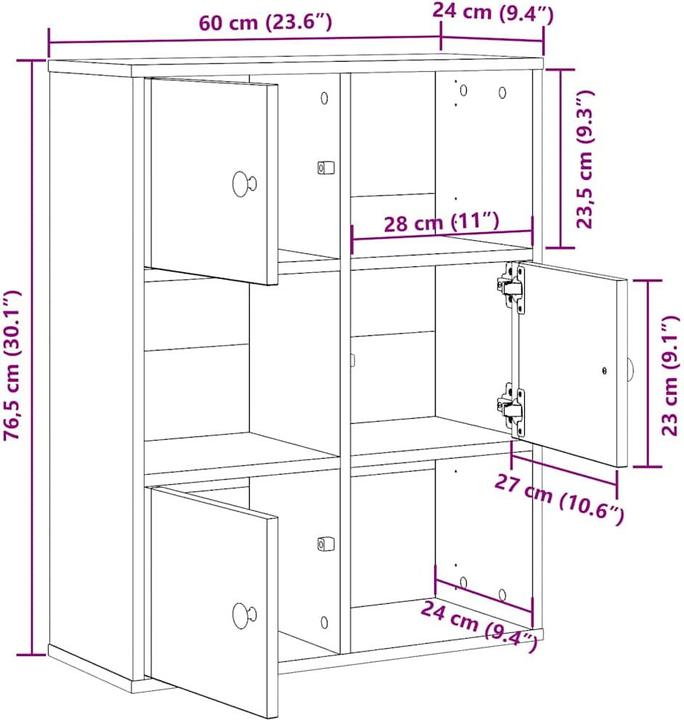 Produktbild vidaXL Bücherregal (60 x 24 x 101.50 cm)